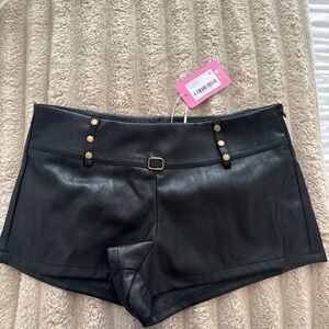 Edikted Black High Waist Women's Shorts with Gold Accents